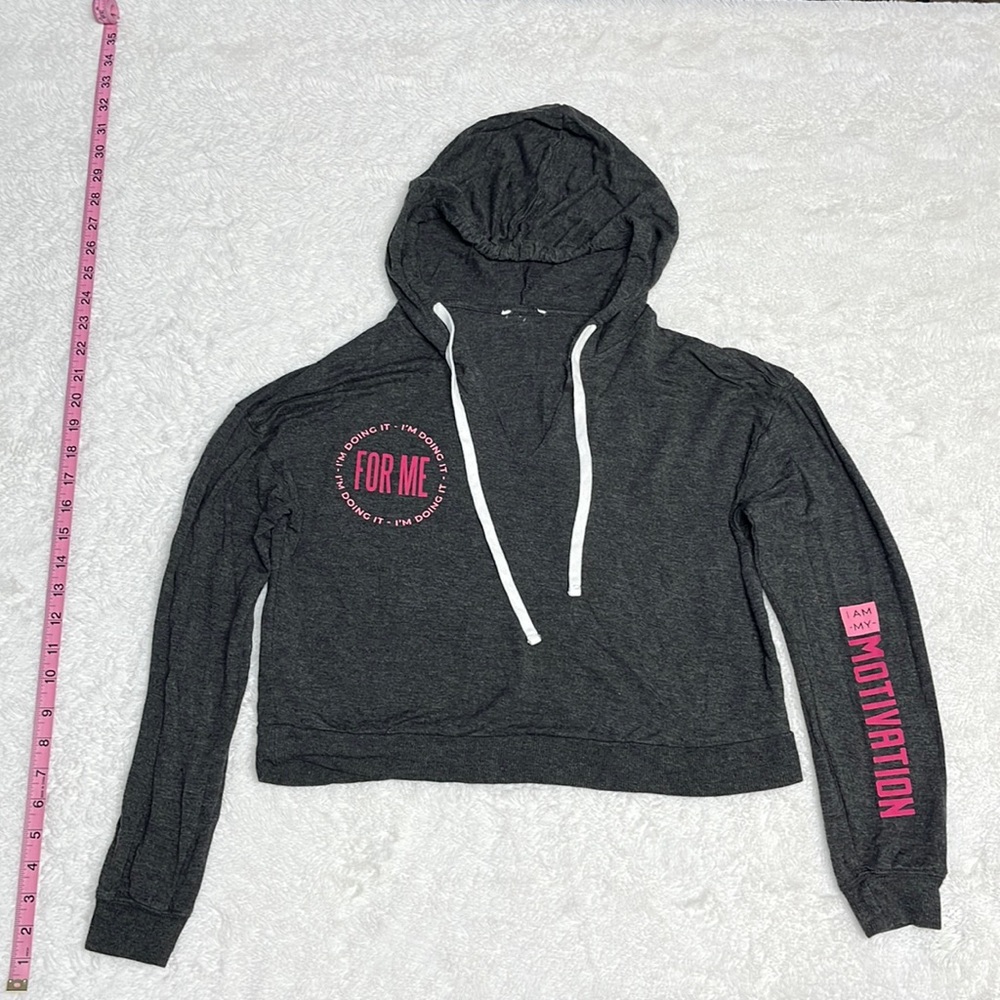Gray and pink crop lightweight hoodie. Small
